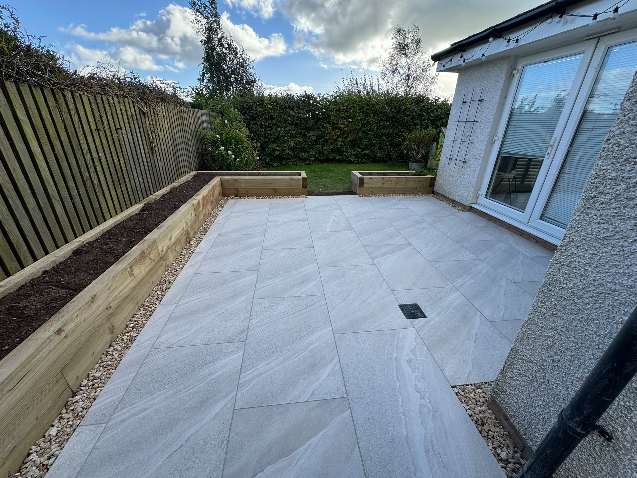 Sleeper raised beds in Strathaven garden